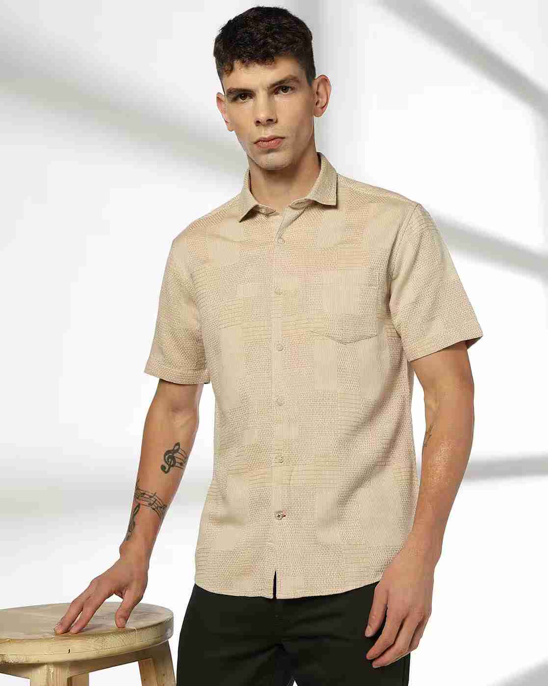 NETPLAY | Men Self-Weaved Regular Fit Shirt|0