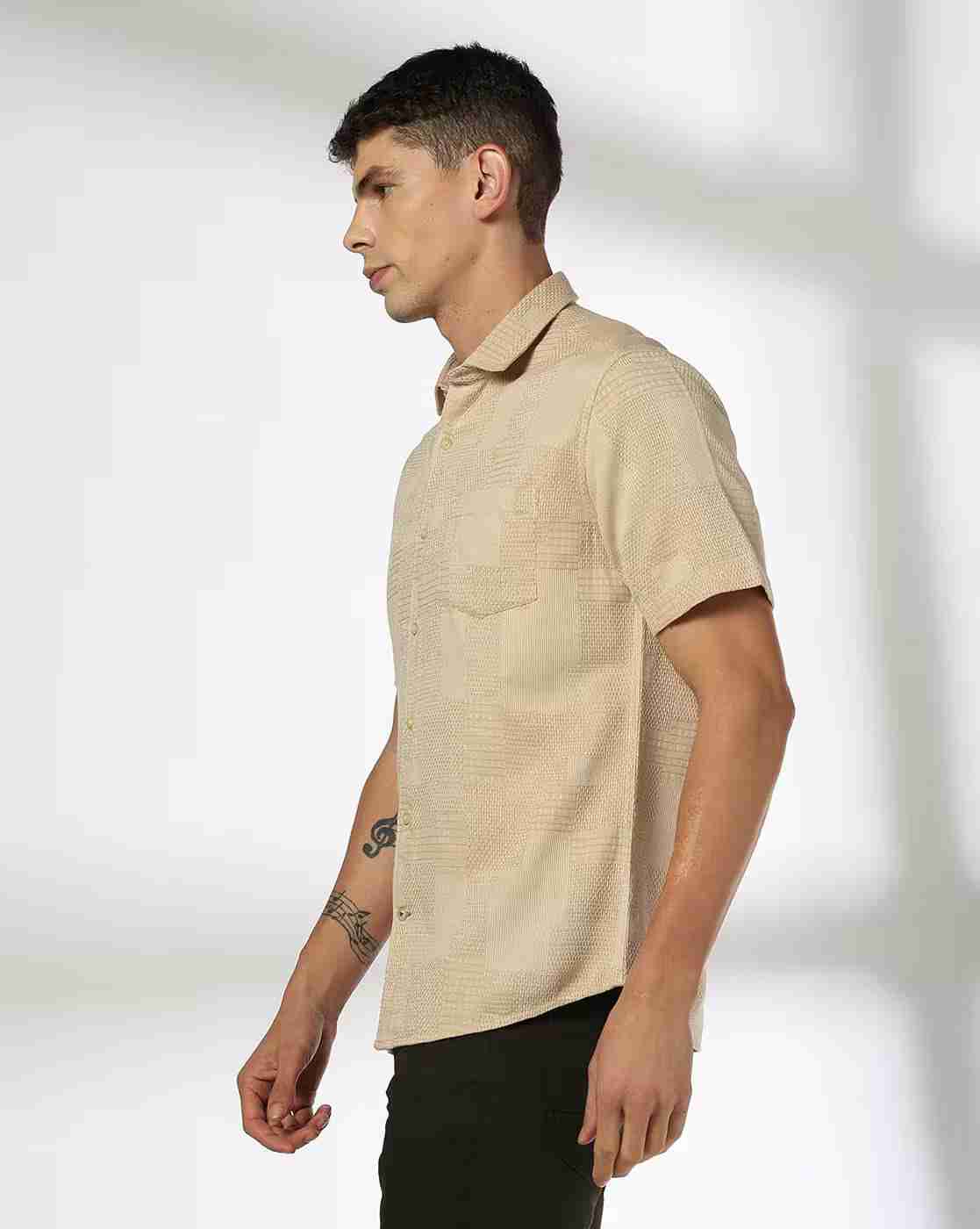 NETPLAY | Men Self-Weaved Regular Fit Shirt|1
