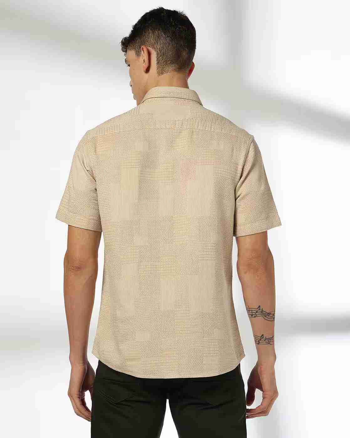 NETPLAY | Men Self-Weaved Regular Fit Shirt|2