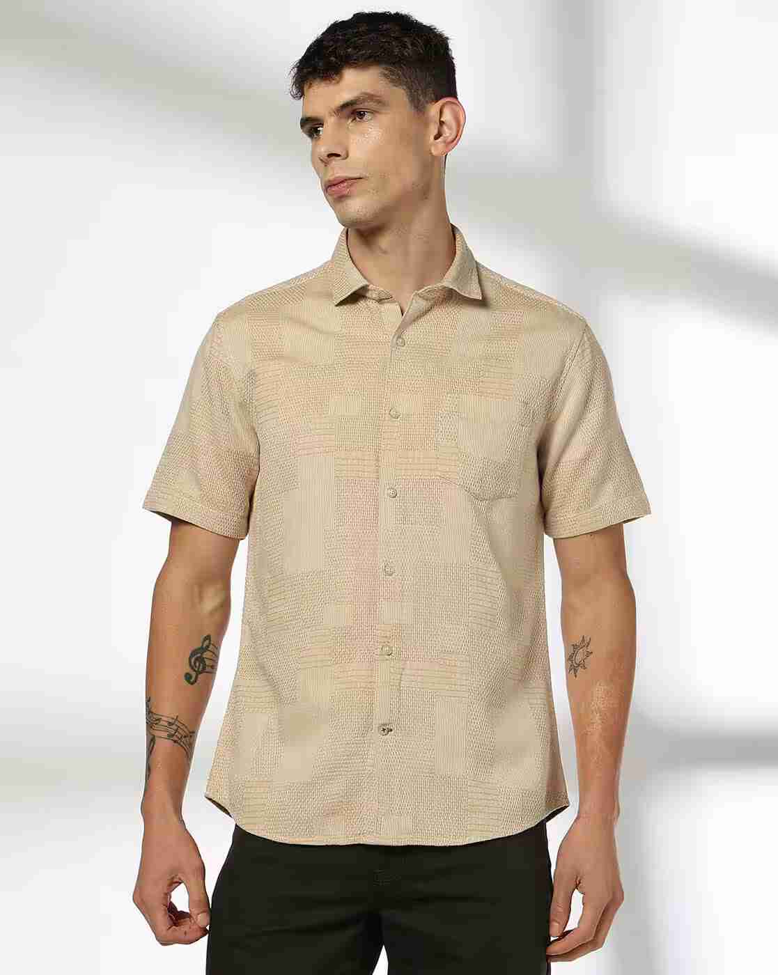 NETPLAY | Men Self-Weaved Regular Fit Shirt|3