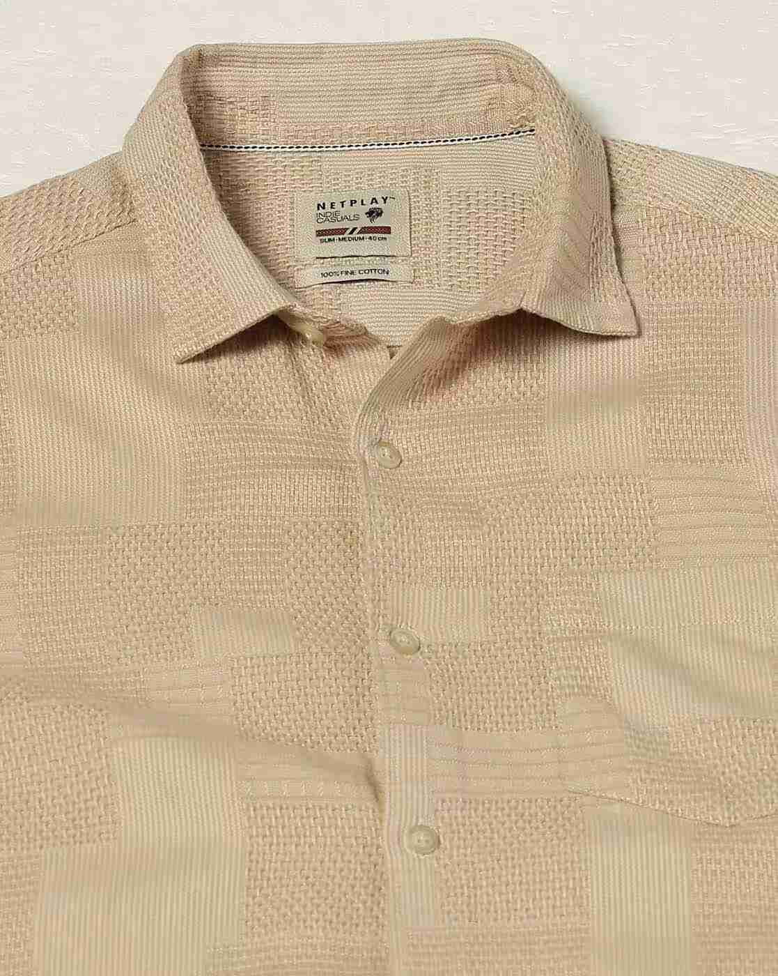 NETPLAY | Men Self-Weaved Regular Fit Shirt|5