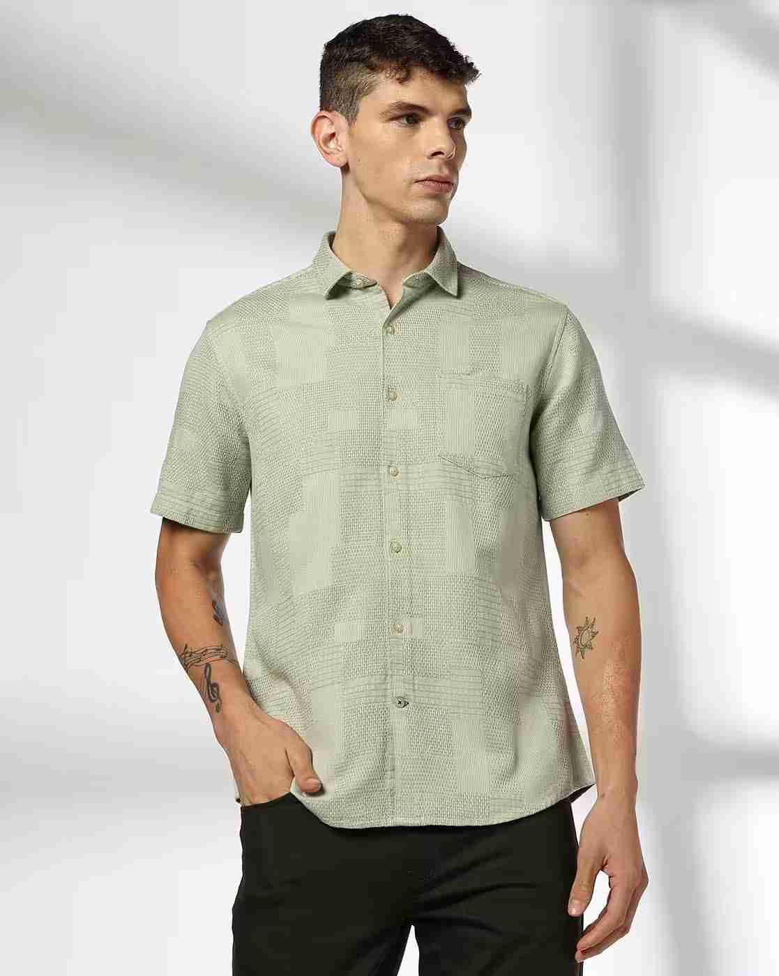 Men Self-Weaved Regular Fit Shirt