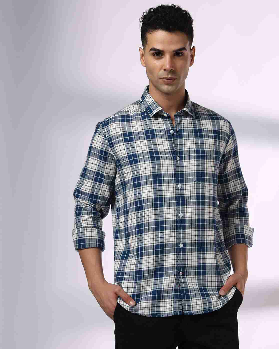 NETPLAY | Men Checked Regular Fit Shirt with Patch Pocket|3
