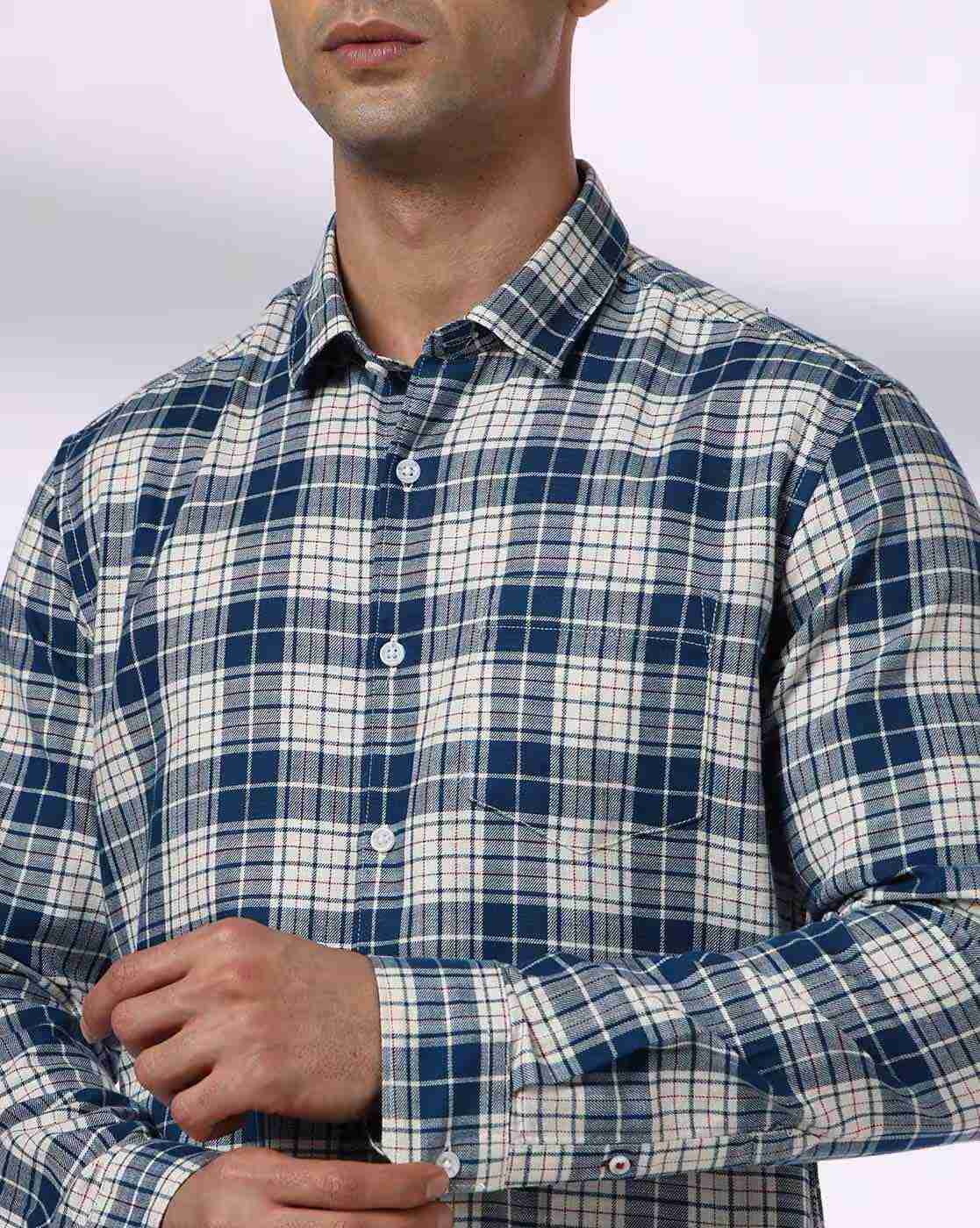 NETPLAY | Men Checked Regular Fit Shirt with Patch Pocket|5