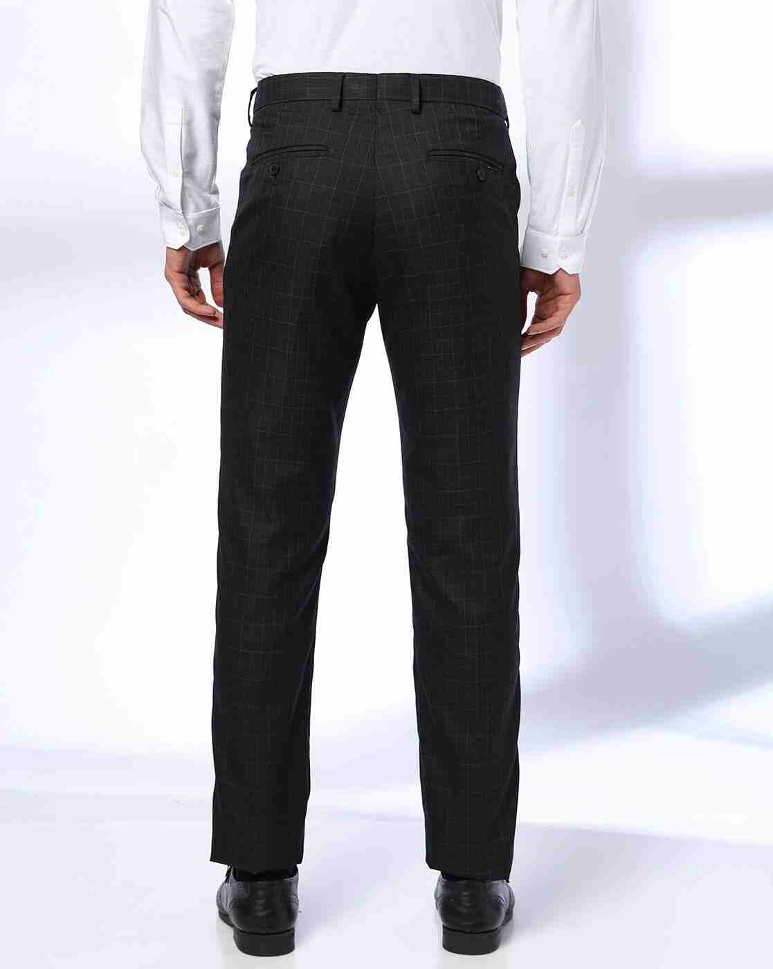 NETPLAY | Men Checked Slim Fit Flat-Front Trousers|2