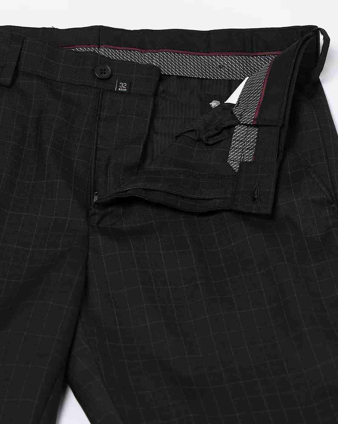 NETPLAY | Men Checked Slim Fit Flat-Front Trousers|4