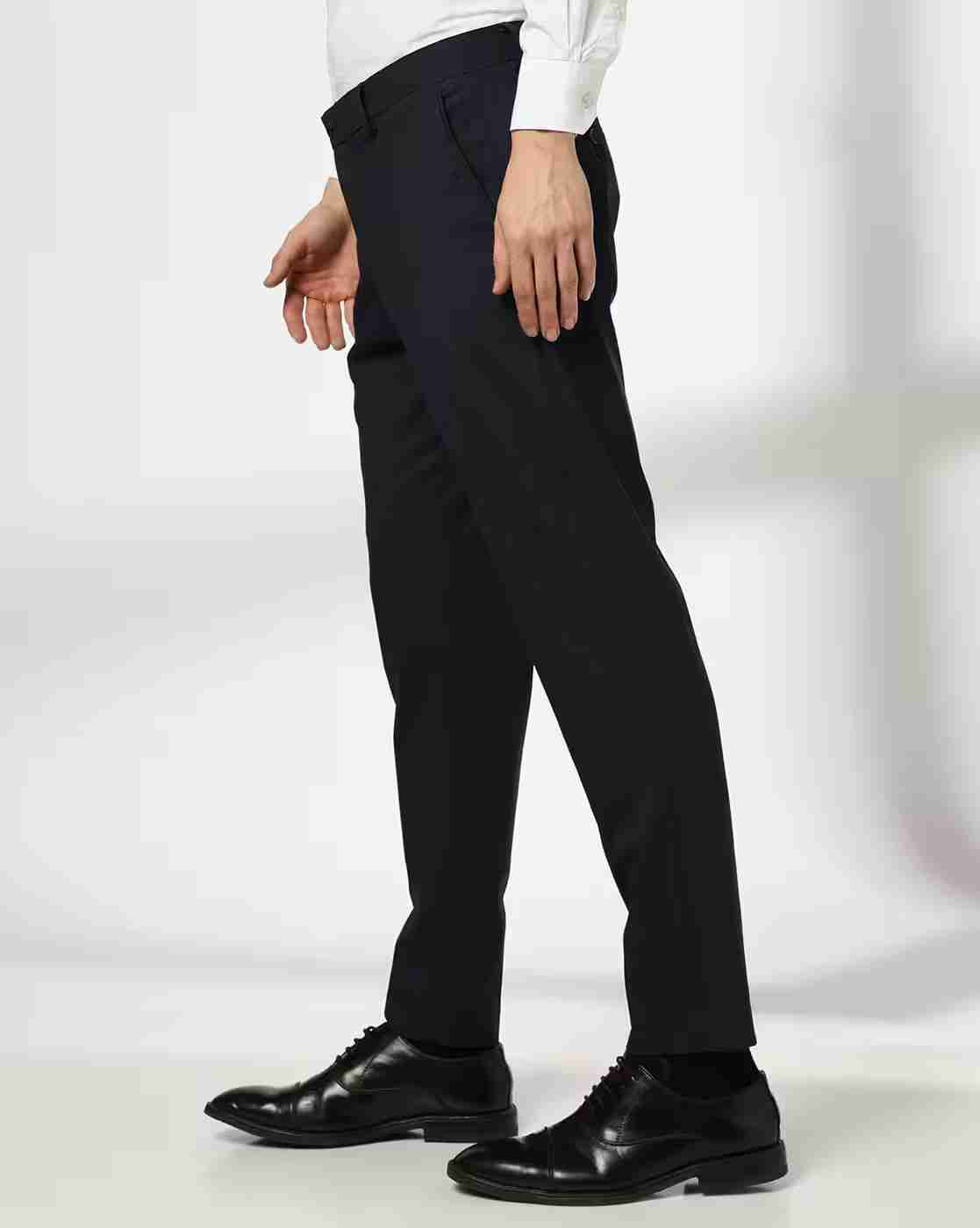 NETPLAY | Men Checked Slim Fit Flat-Front Trousers|1