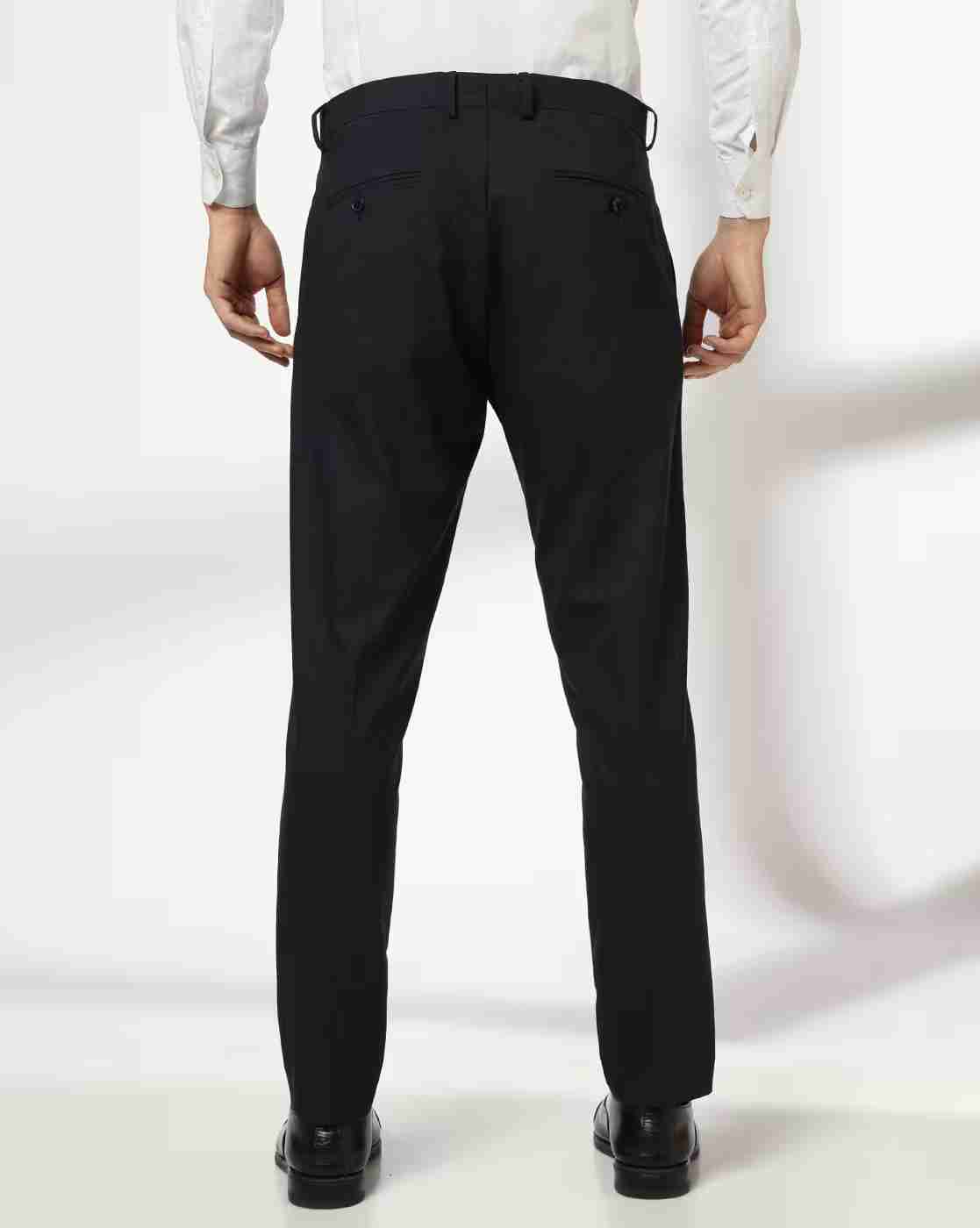 NETPLAY | Men Checked Slim Fit Flat-Front Trousers|2