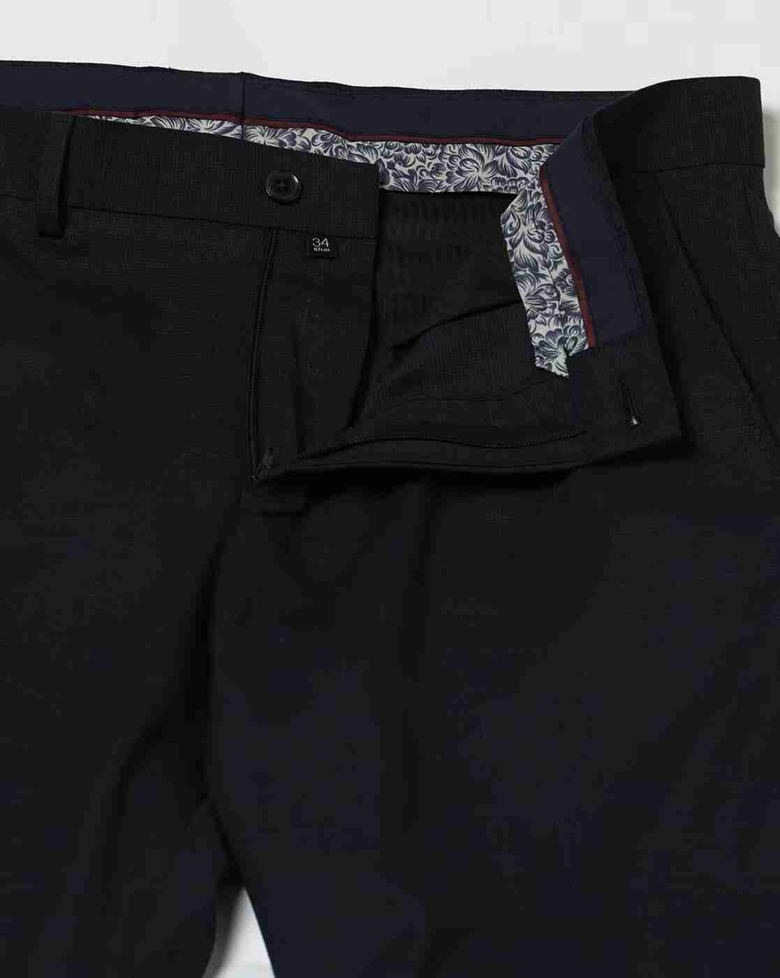 NETPLAY | Men Checked Slim Fit Flat-Front Trousers|4