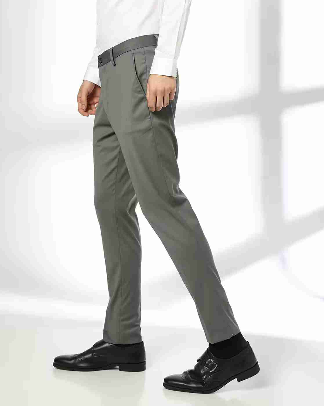 NETPLAY | Men Mid-Rise Slim Fit Flat-Front Trousers|1