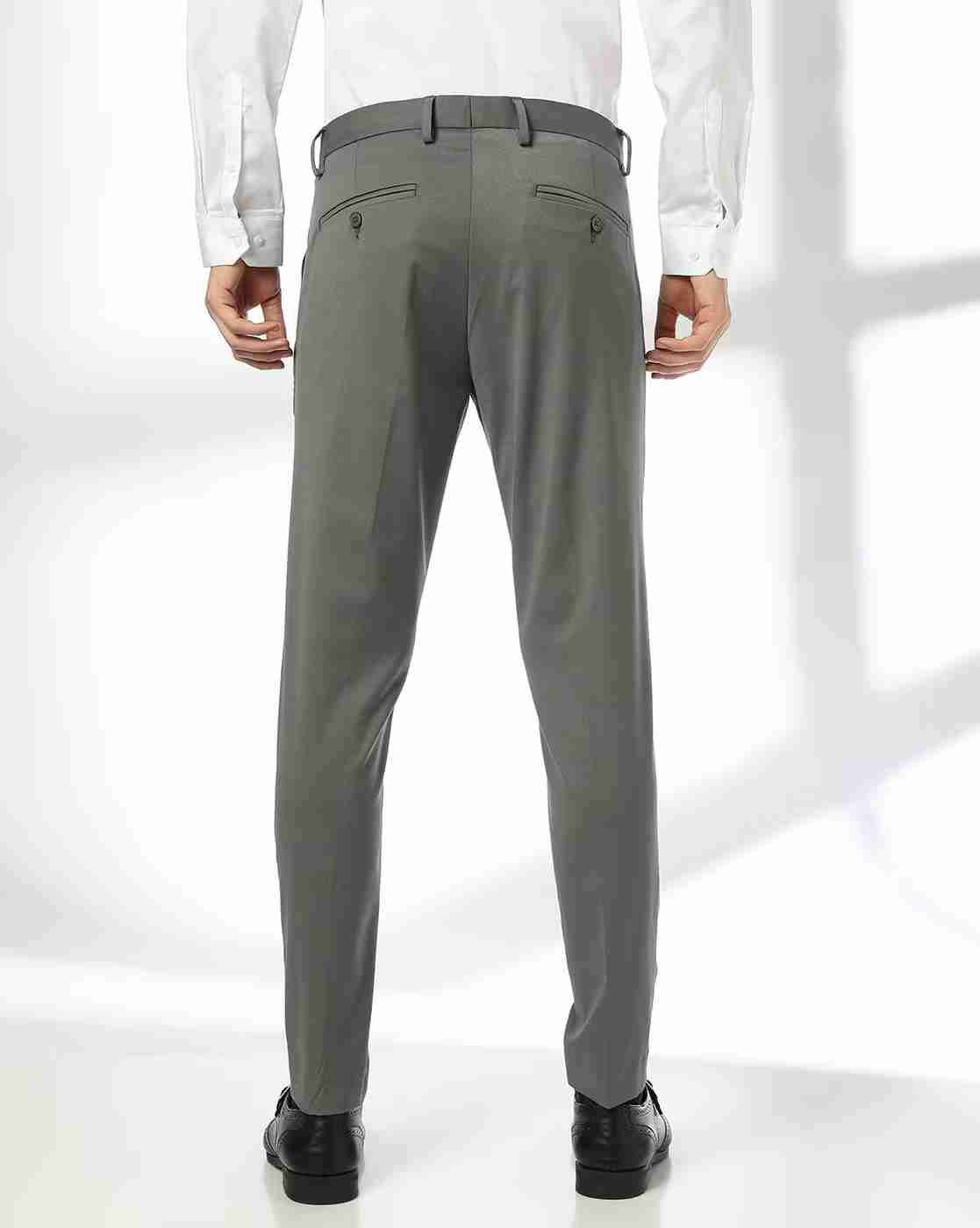 NETPLAY | Men Mid-Rise Slim Fit Flat-Front Trousers|2