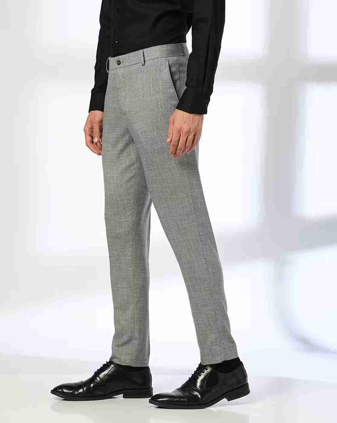 NETPLAY | Men Checked Slim Fit Flat-Front Trousers|1