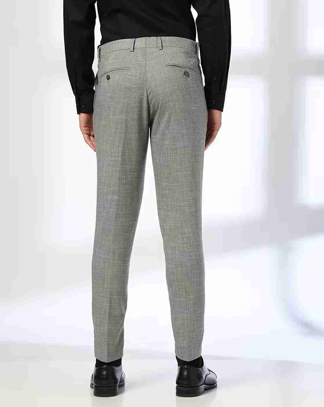 NETPLAY | Men Checked Slim Fit Flat-Front Trousers|2