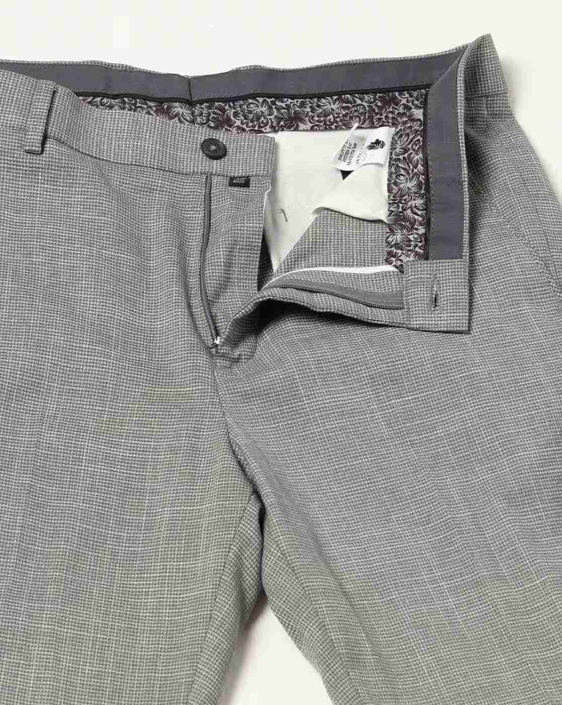 NETPLAY | Men Checked Slim Fit Flat-Front Trousers|4