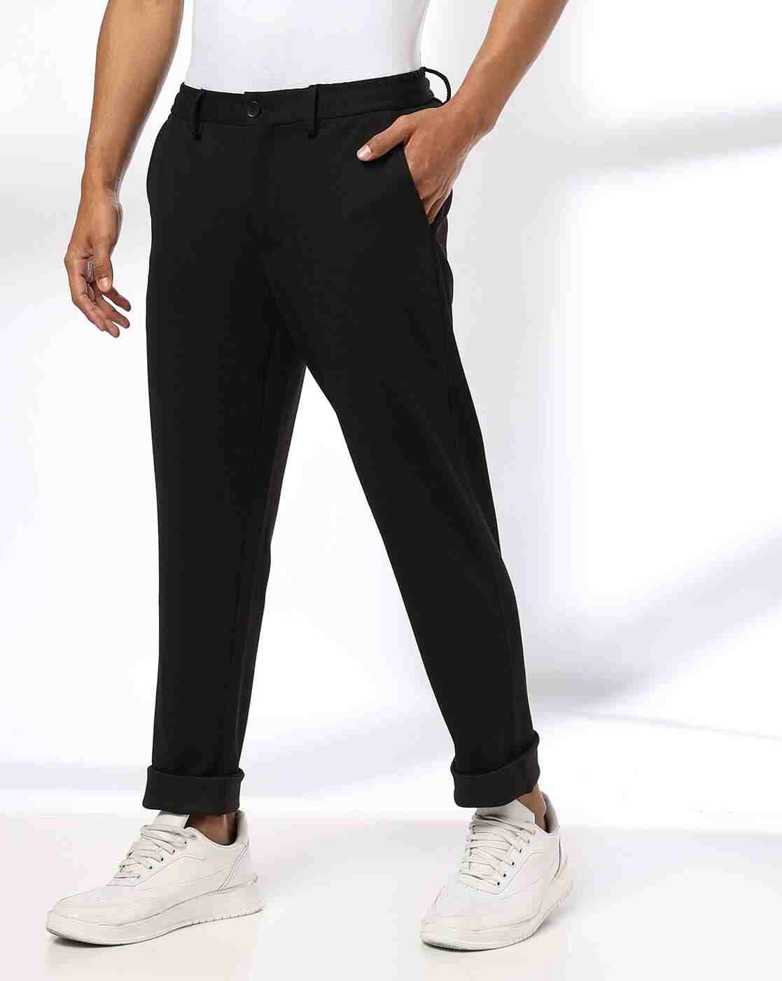 Men Slim Fit Flat-Front Trousers