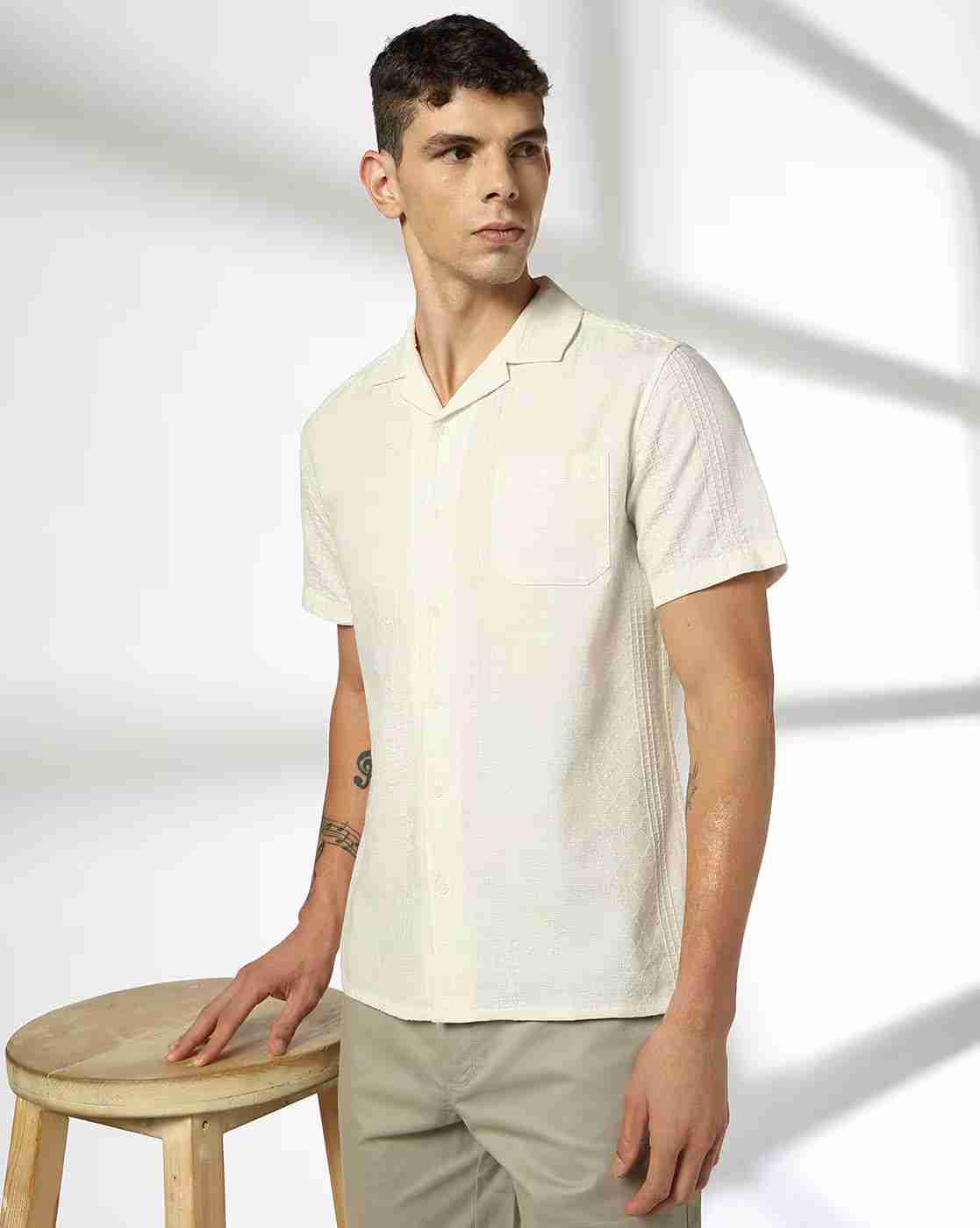 NETPLAY | Men Self-Weaved Regular Fit Shirt|0