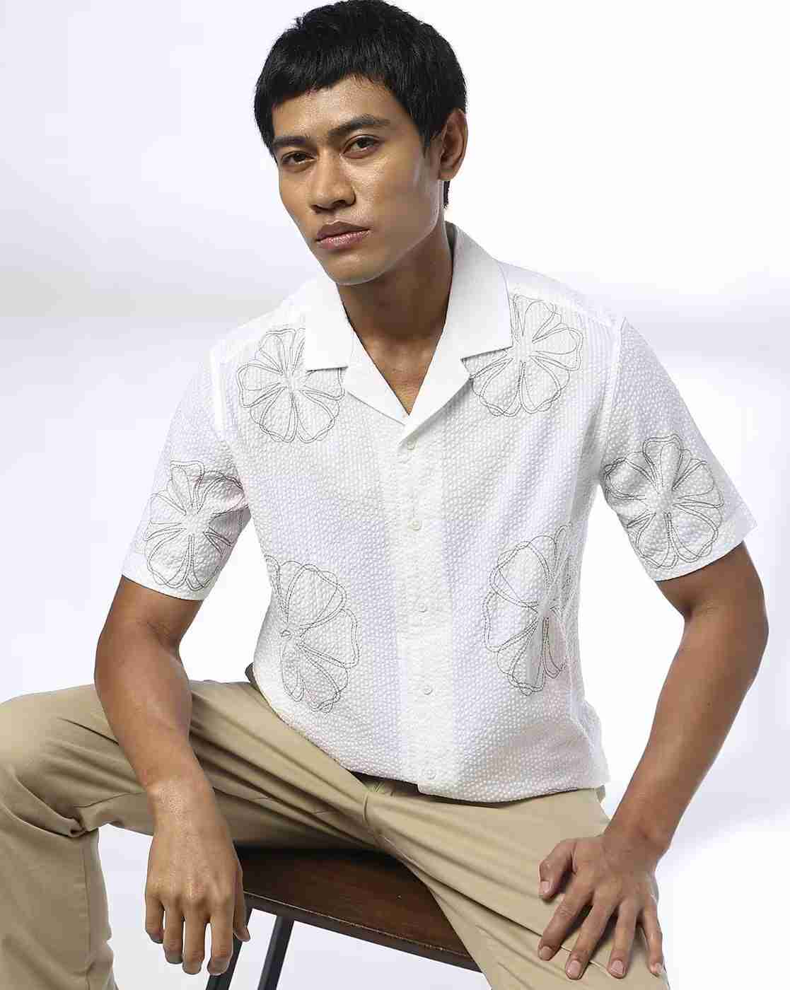 NETPLAY | Men Embroidered Regular Fit Cotton Shirt|0