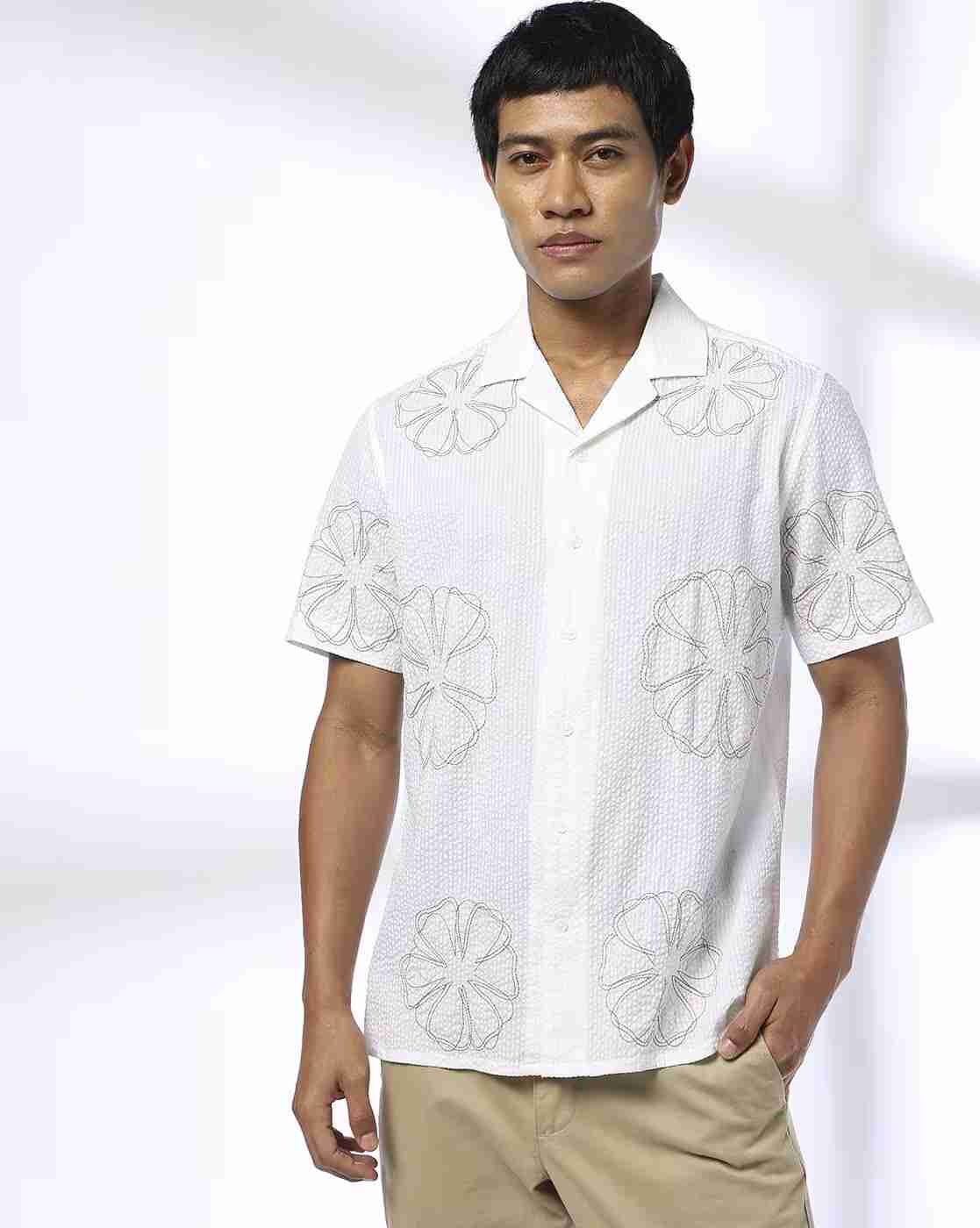 NETPLAY | Men Embroidered Regular Fit Cotton Shirt|1