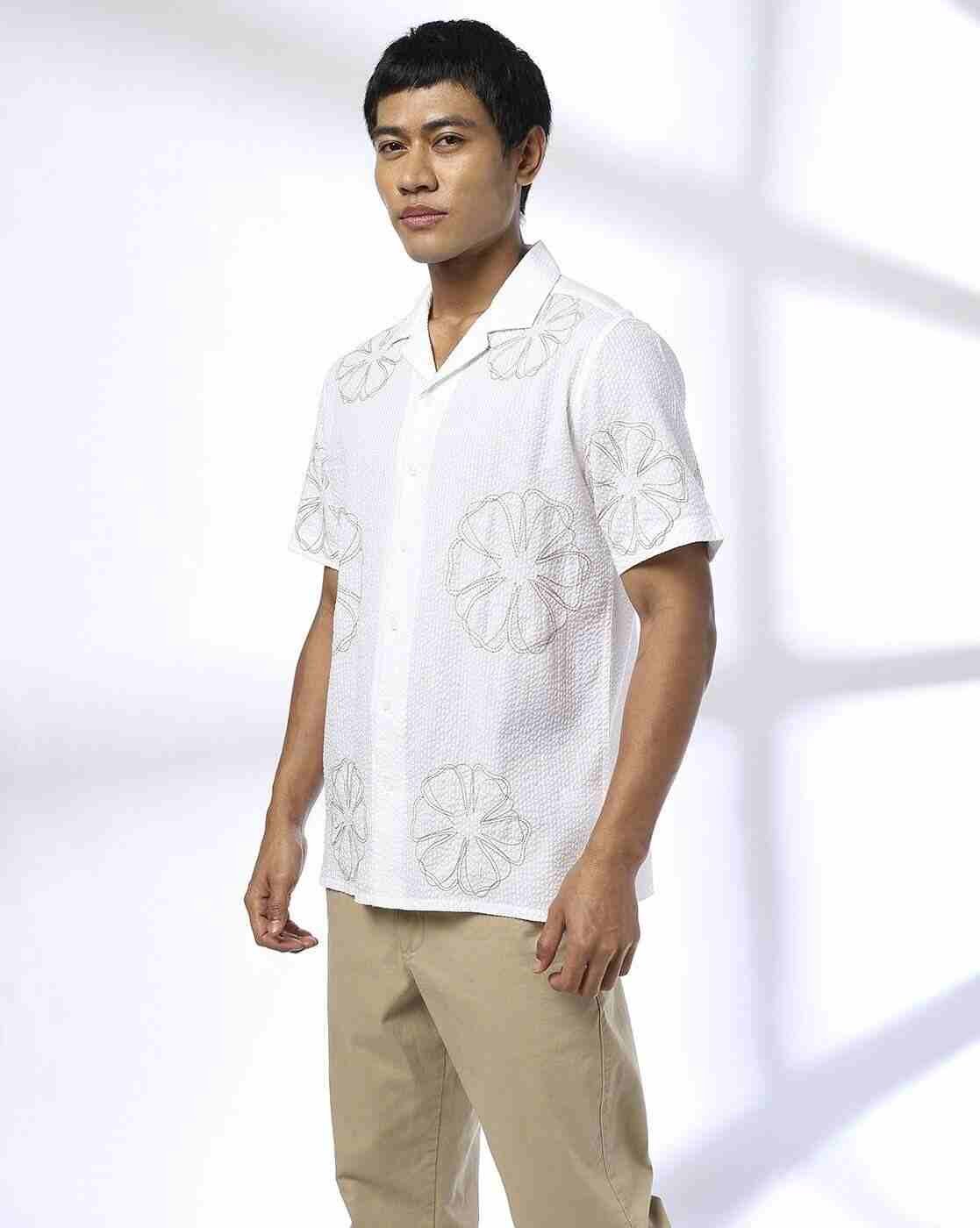 NETPLAY | Men Embroidered Regular Fit Cotton Shirt|2