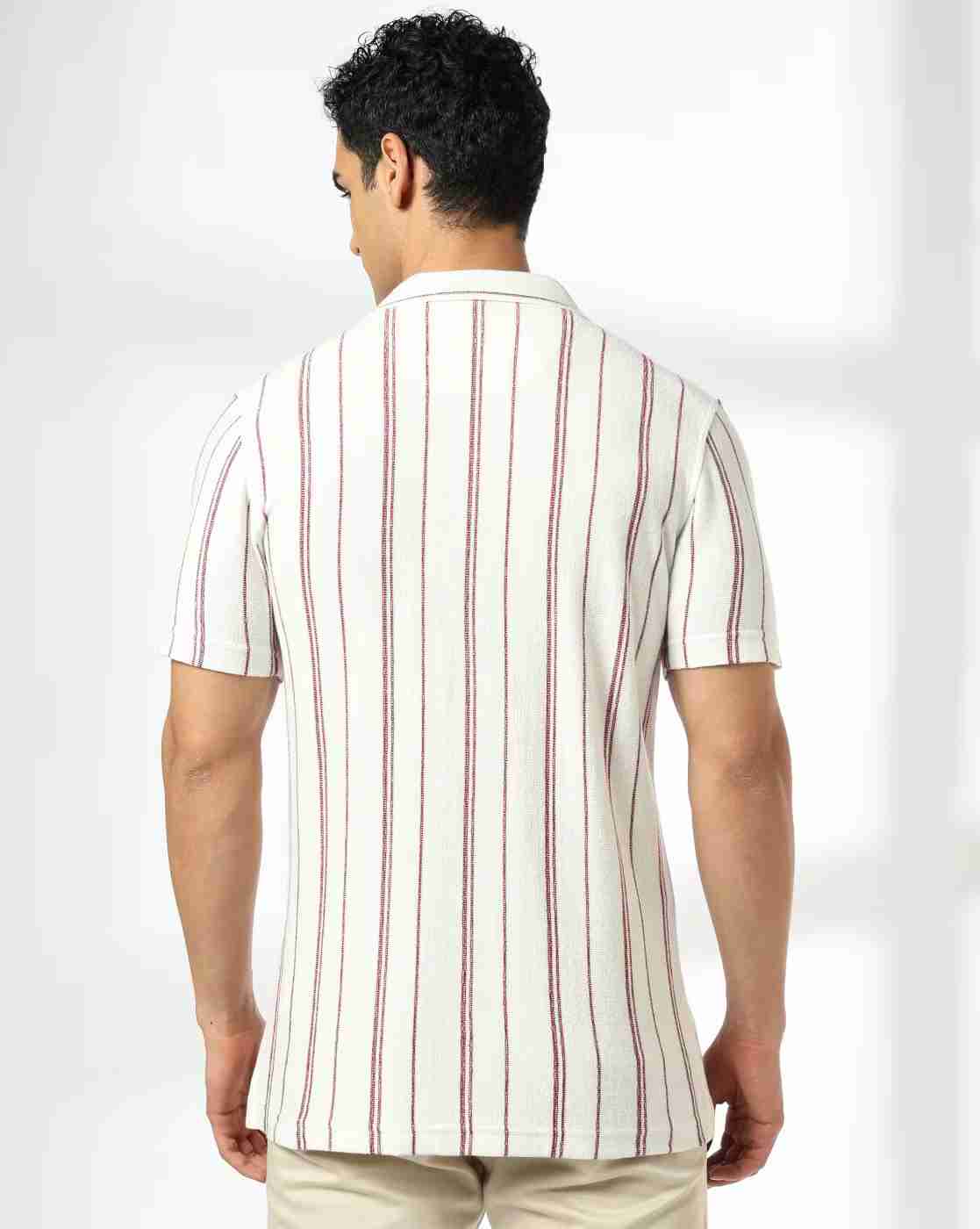 NETPLAY | Men Striped Regular Fit Shirt with Resort Collar|2