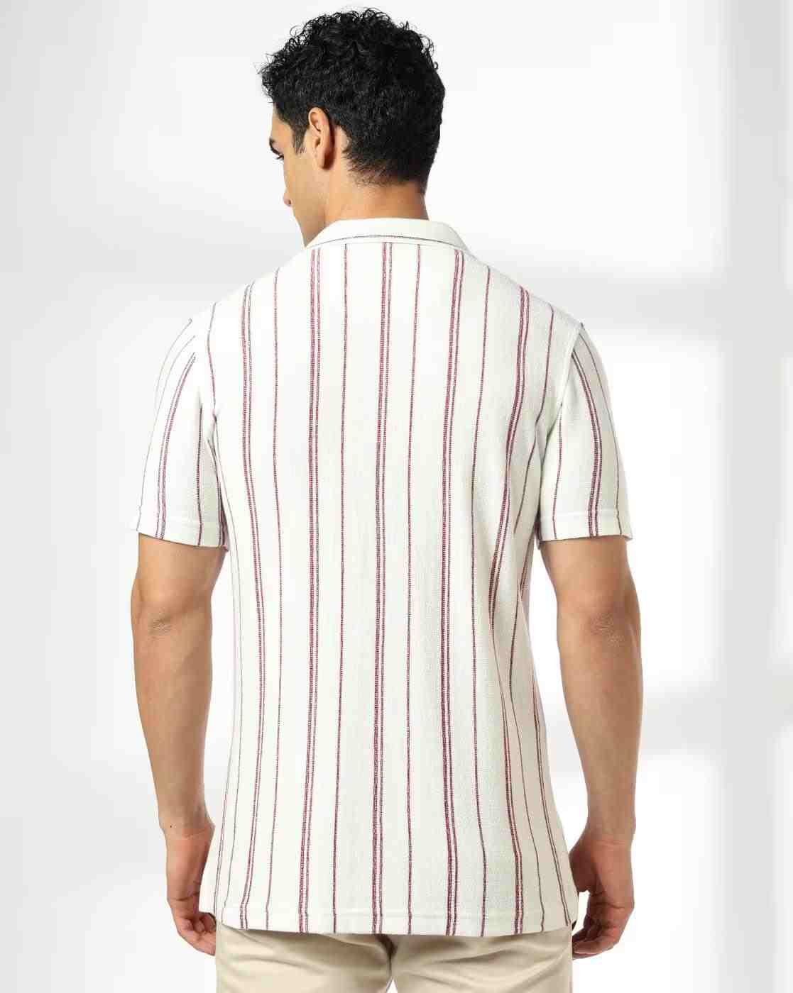 NETPLAY | Men Striped Regular Fit Shirt with Resort Collar|2