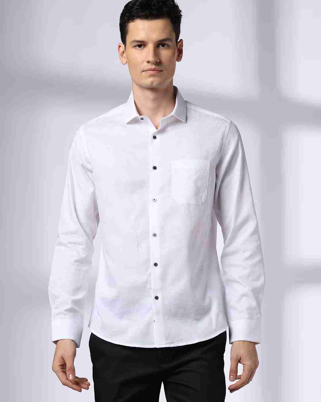 NETPLAY | Men Slim Fit Cotton Shirt with Patch Pocket|3