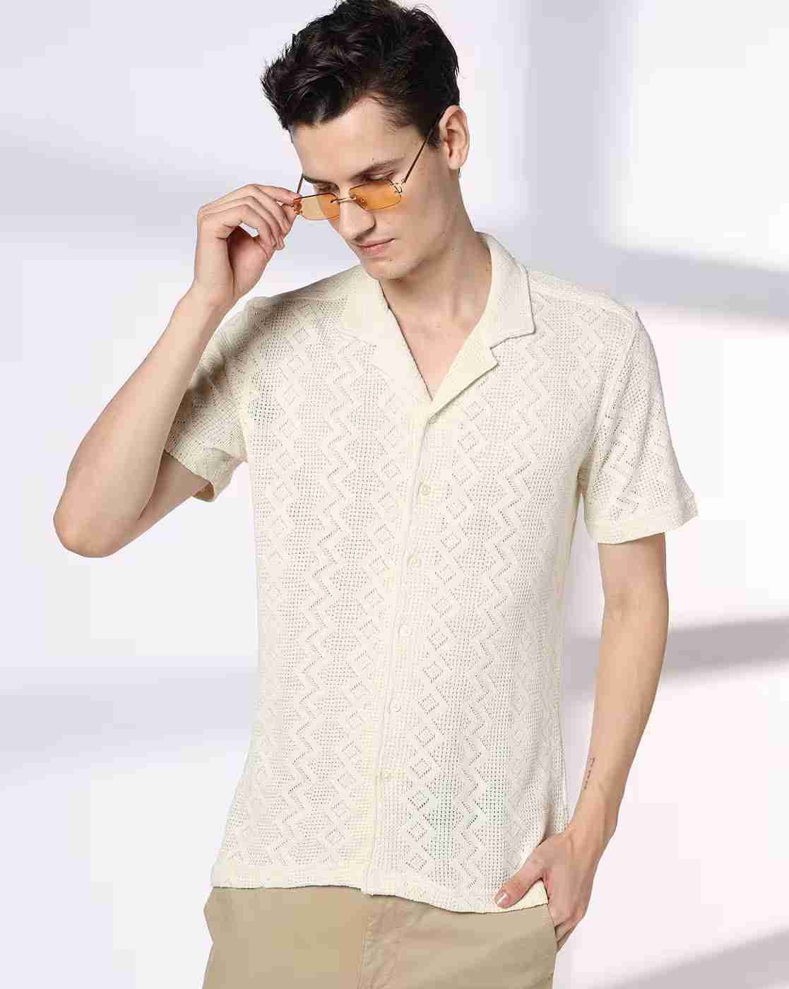 NETPLAY | Men Geometric Pattern Regular Fit Shirt|0
