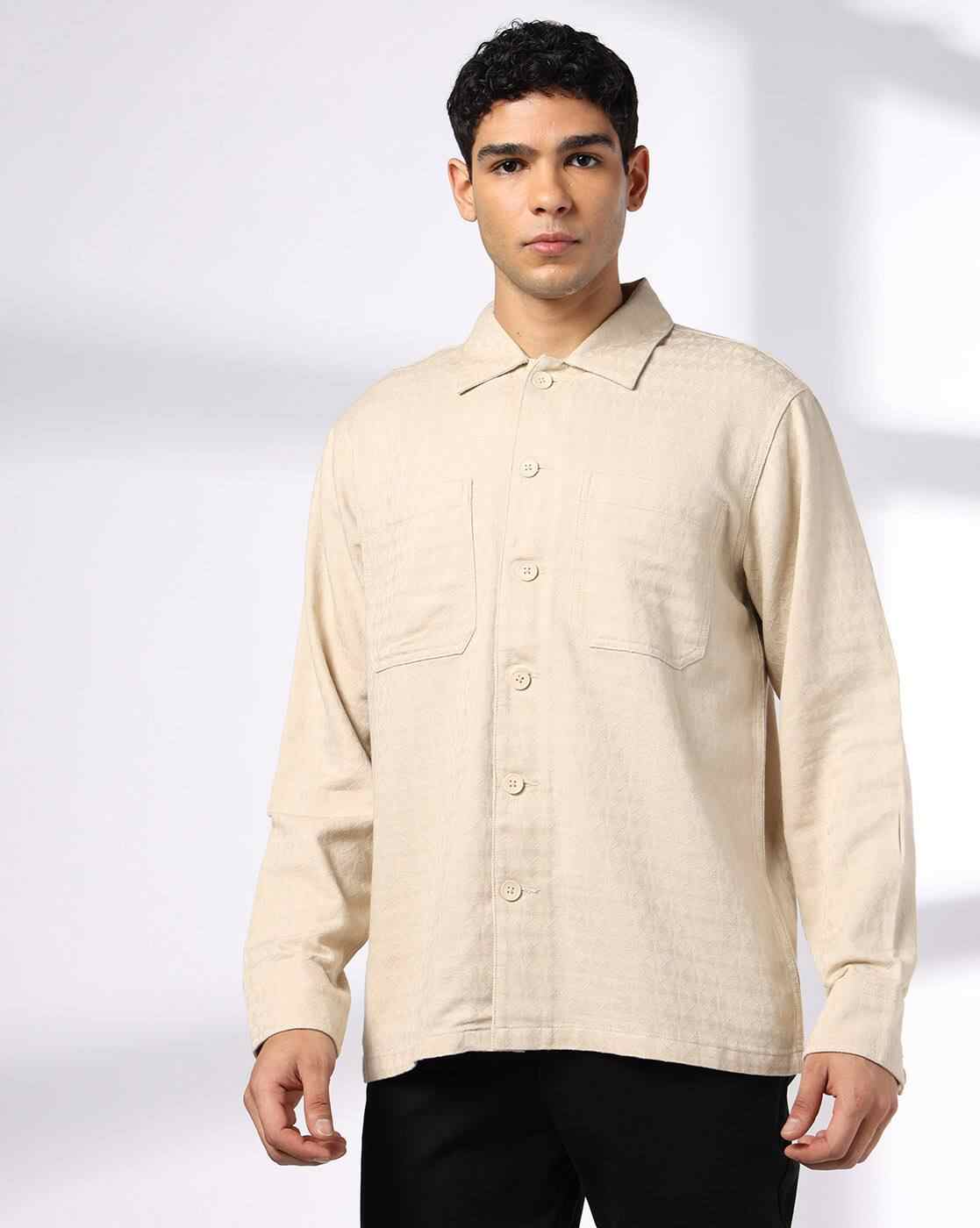 NETPLAY | Men Striped Slim Fit Shacket with Patch Pockets|4