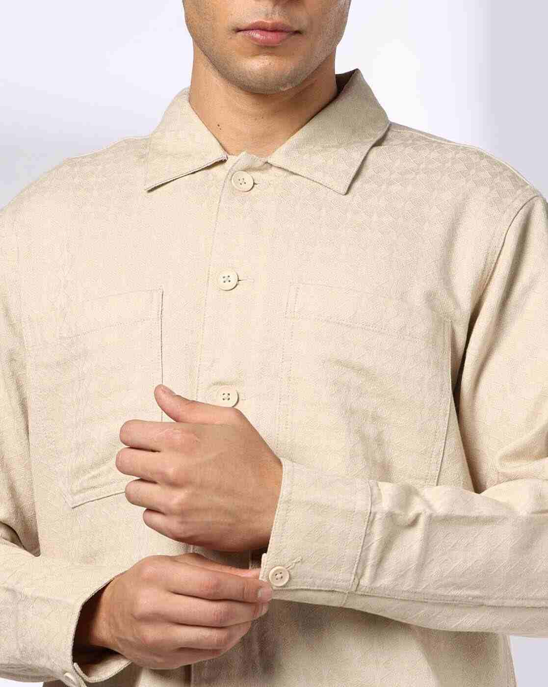 NETPLAY | Men Striped Slim Fit Shacket with Patch Pockets|5