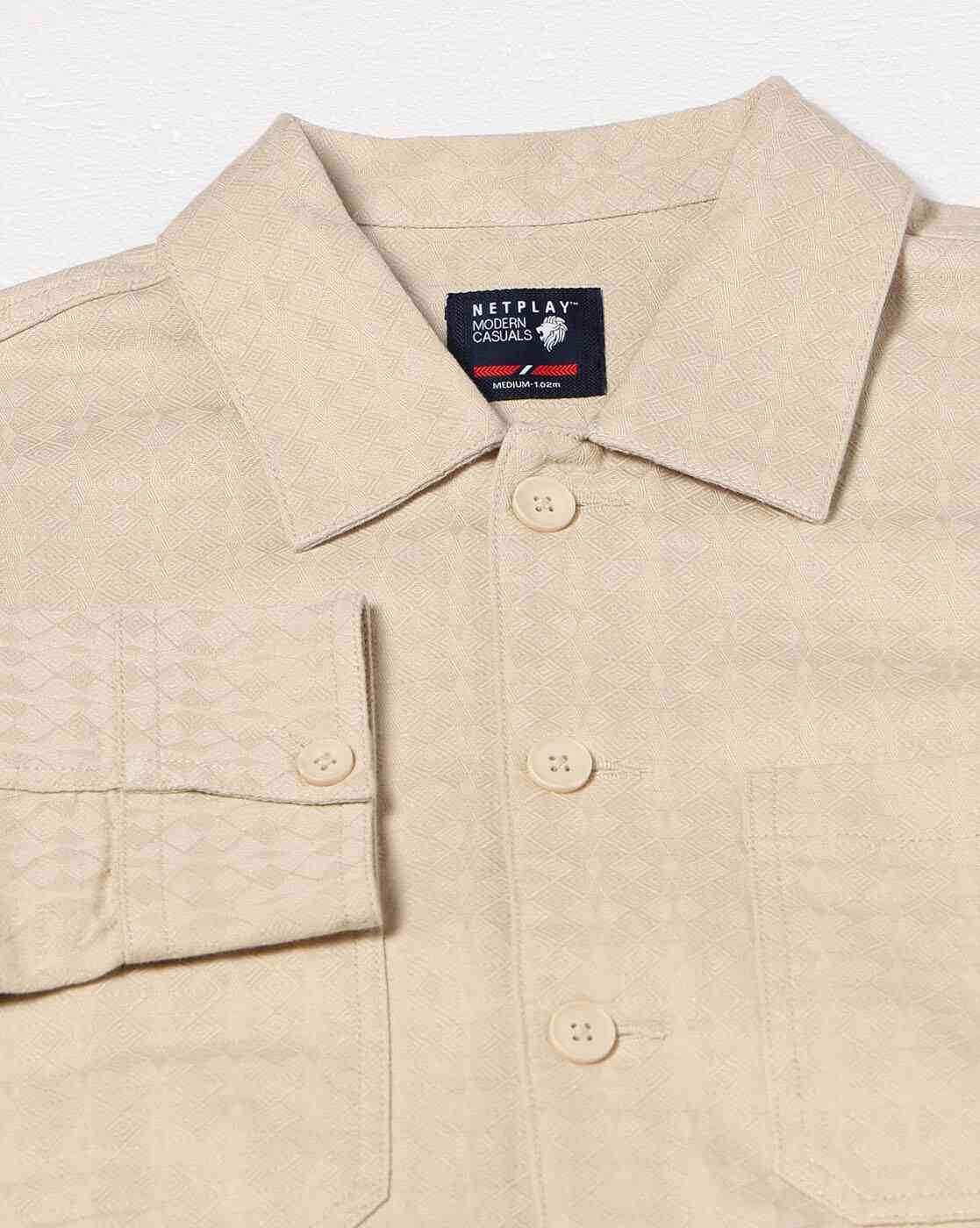 NETPLAY | Men Striped Slim Fit Shacket with Patch Pockets|6