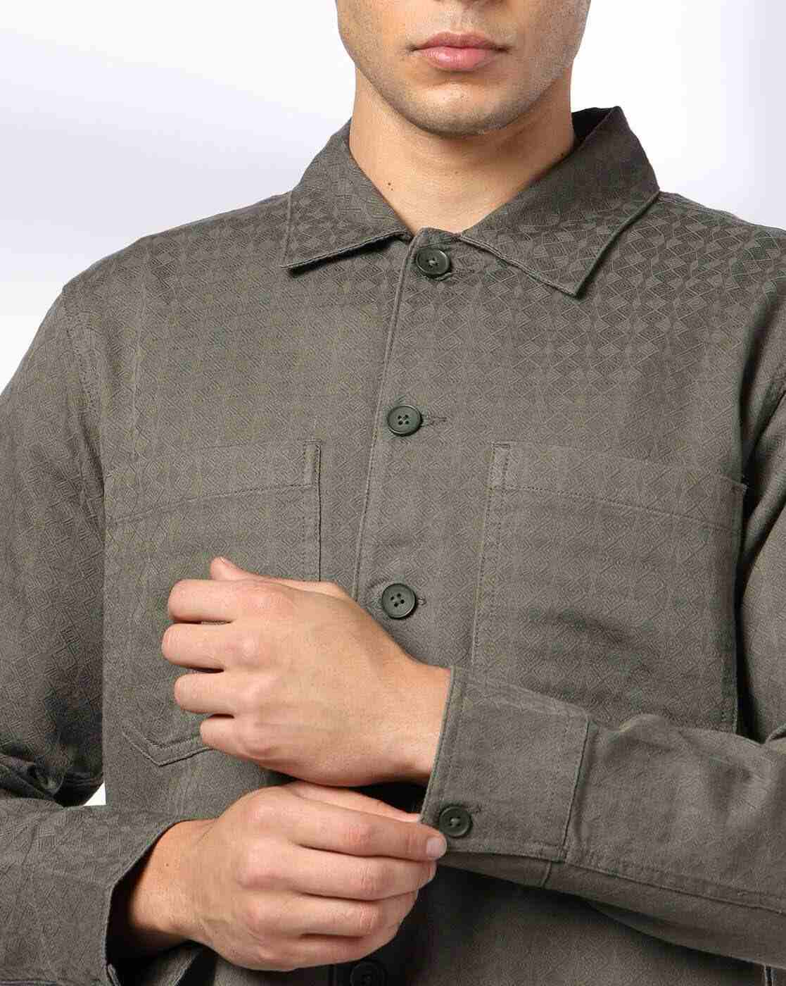 NETPLAY | Men Striped Slim Fit Shacket with Patch Pockets|4