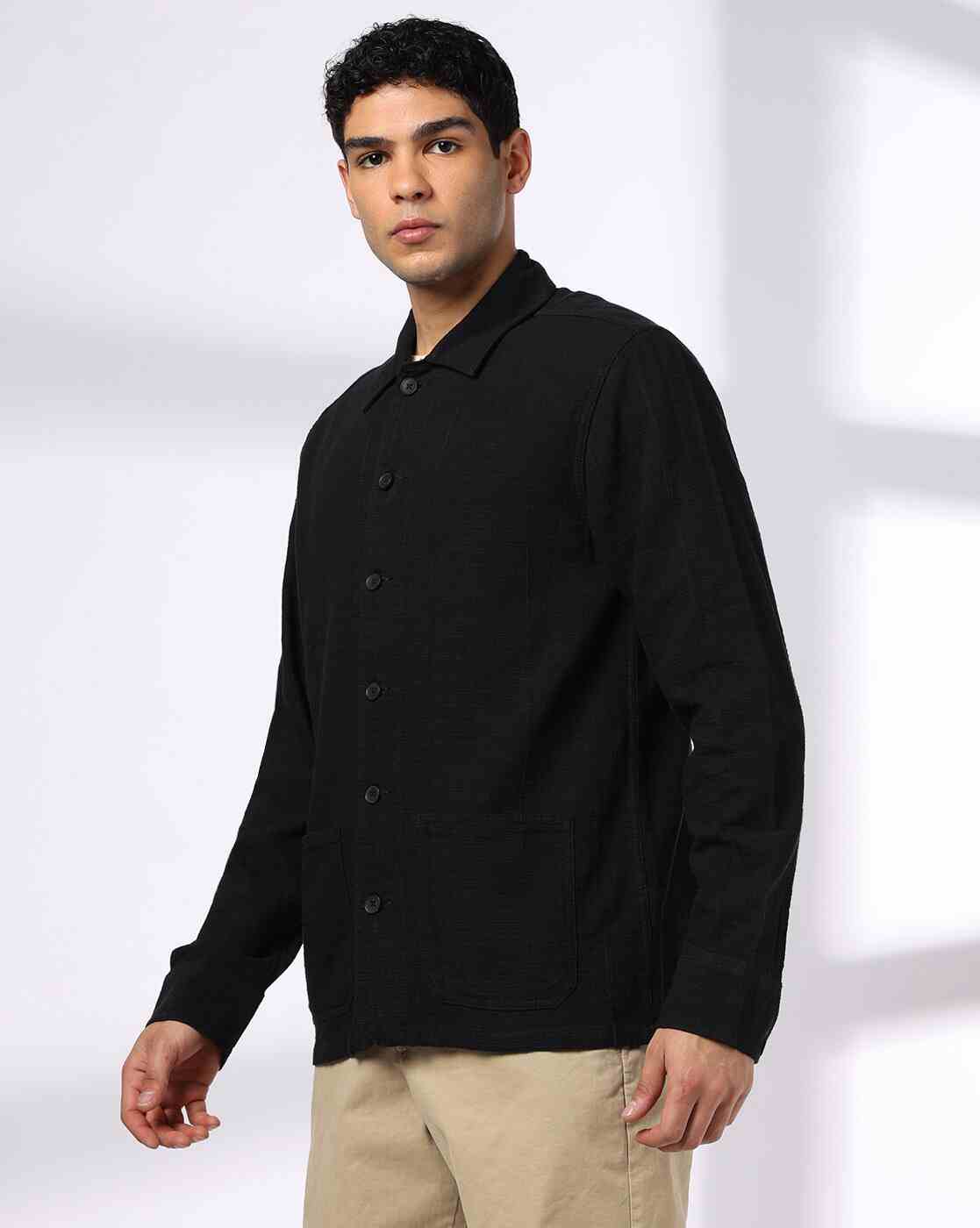 NETPLAY | Men Slim Fit Shacket with Spread Collar|1