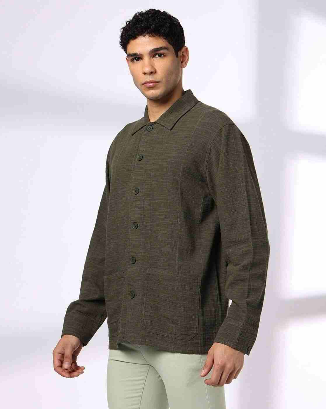 NETPLAY | Men Slim Fit Shacket with Spread Collar|1