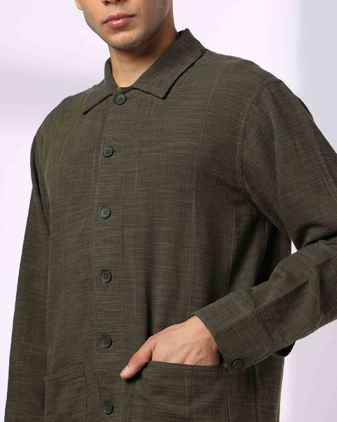 NETPLAY | Men Slim Fit Shacket with Spread Collar|4