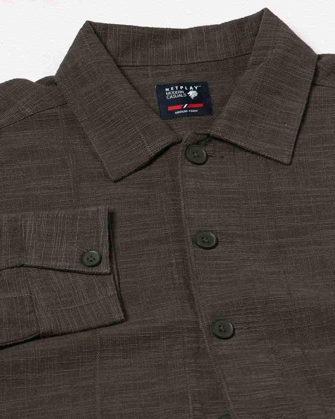 NETPLAY | Men Slim Fit Shacket with Spread Collar|5