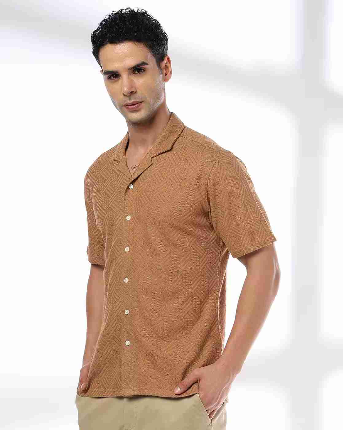 NETPLAY | Men Geometric-Knit Regular Fit Shirt|0