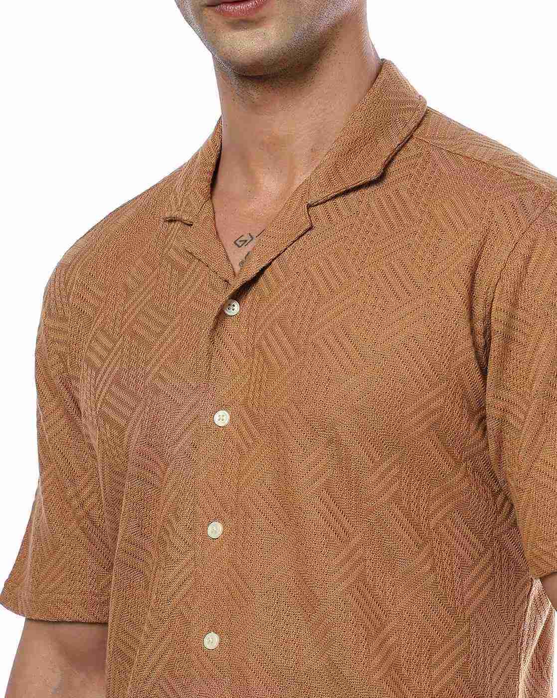 NETPLAY | Men Geometric-Knit Regular Fit Shirt|3