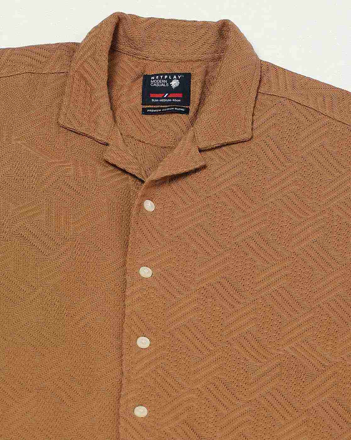 NETPLAY | Men Geometric-Knit Regular Fit Shirt|4