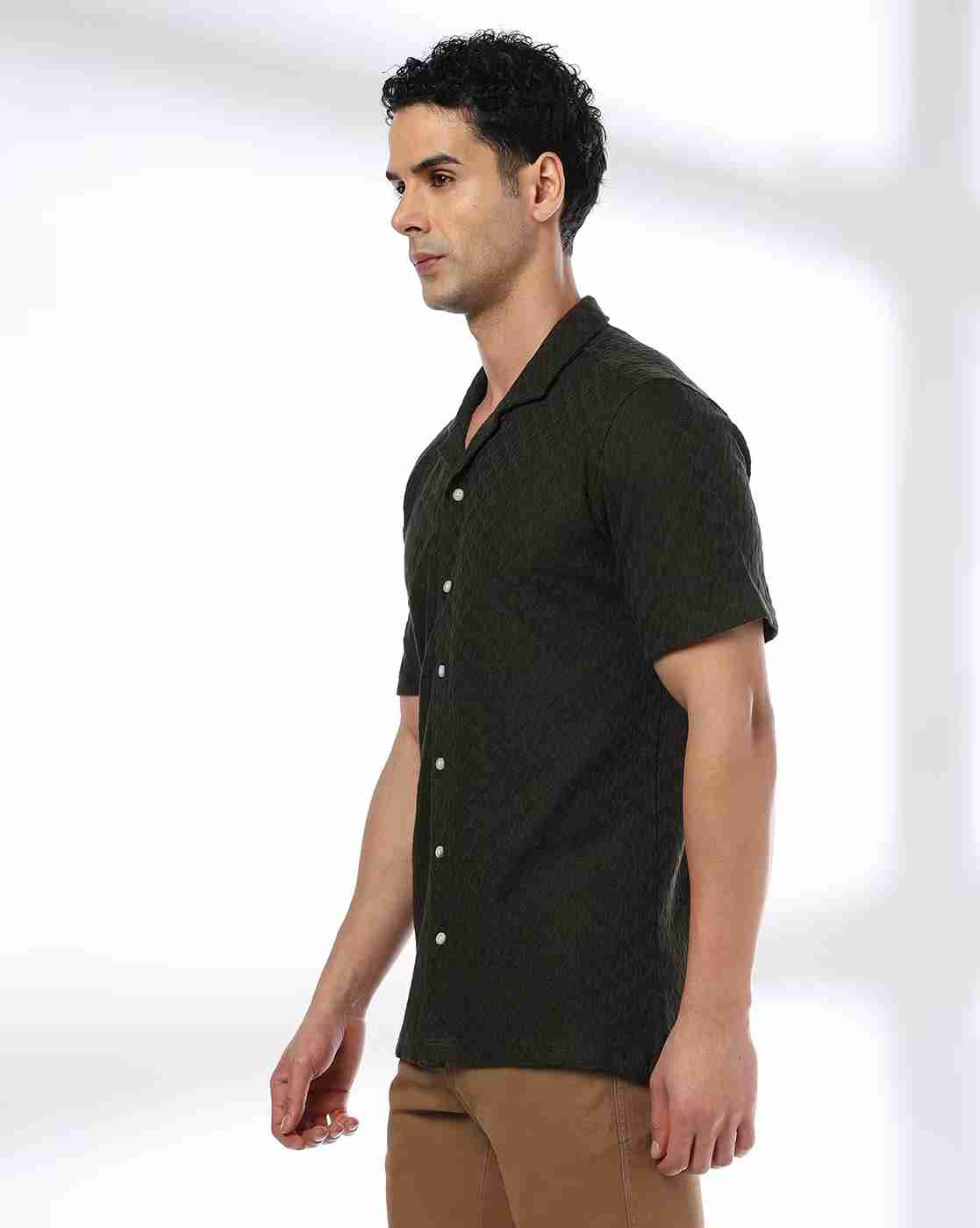 NETPLAY | Men Geometric-Knit Resort Regular Fit Shirt|1