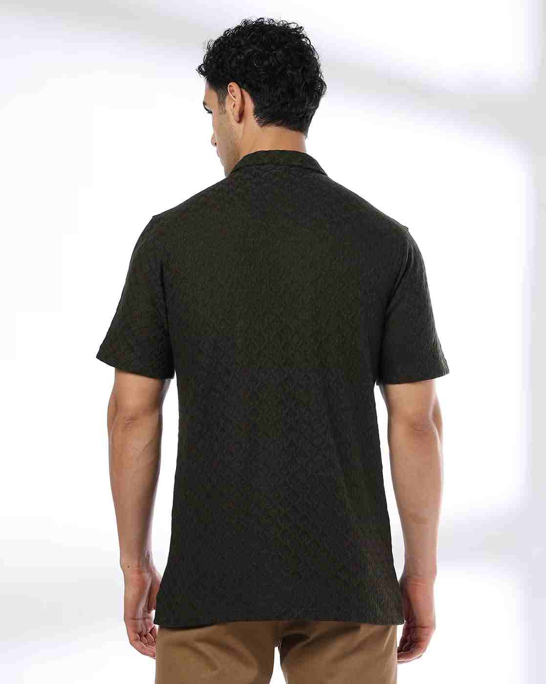 NETPLAY | Men Geometric-Knit Resort Regular Fit Shirt|2