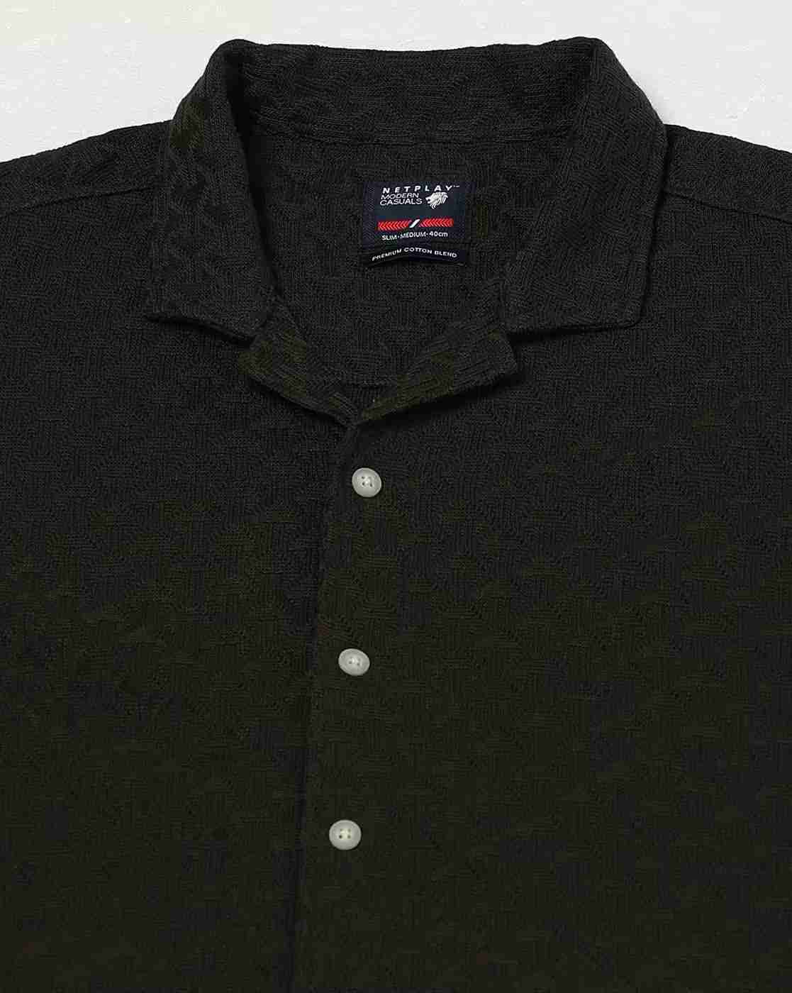 NETPLAY | Men Geometric-Knit Resort Regular Fit Shirt|4