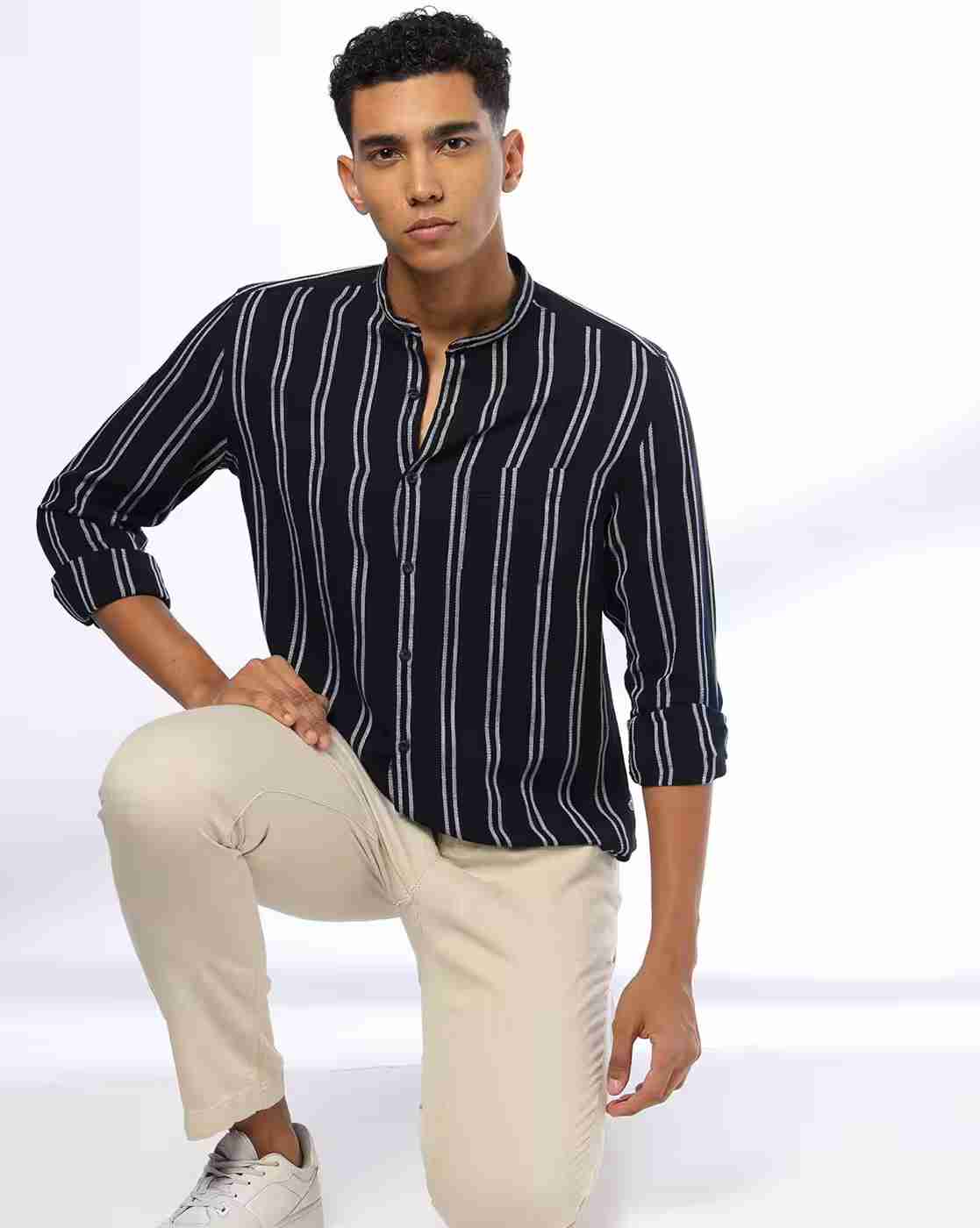 NETPLAY | Men Striped Slim Fit Shirt|0
