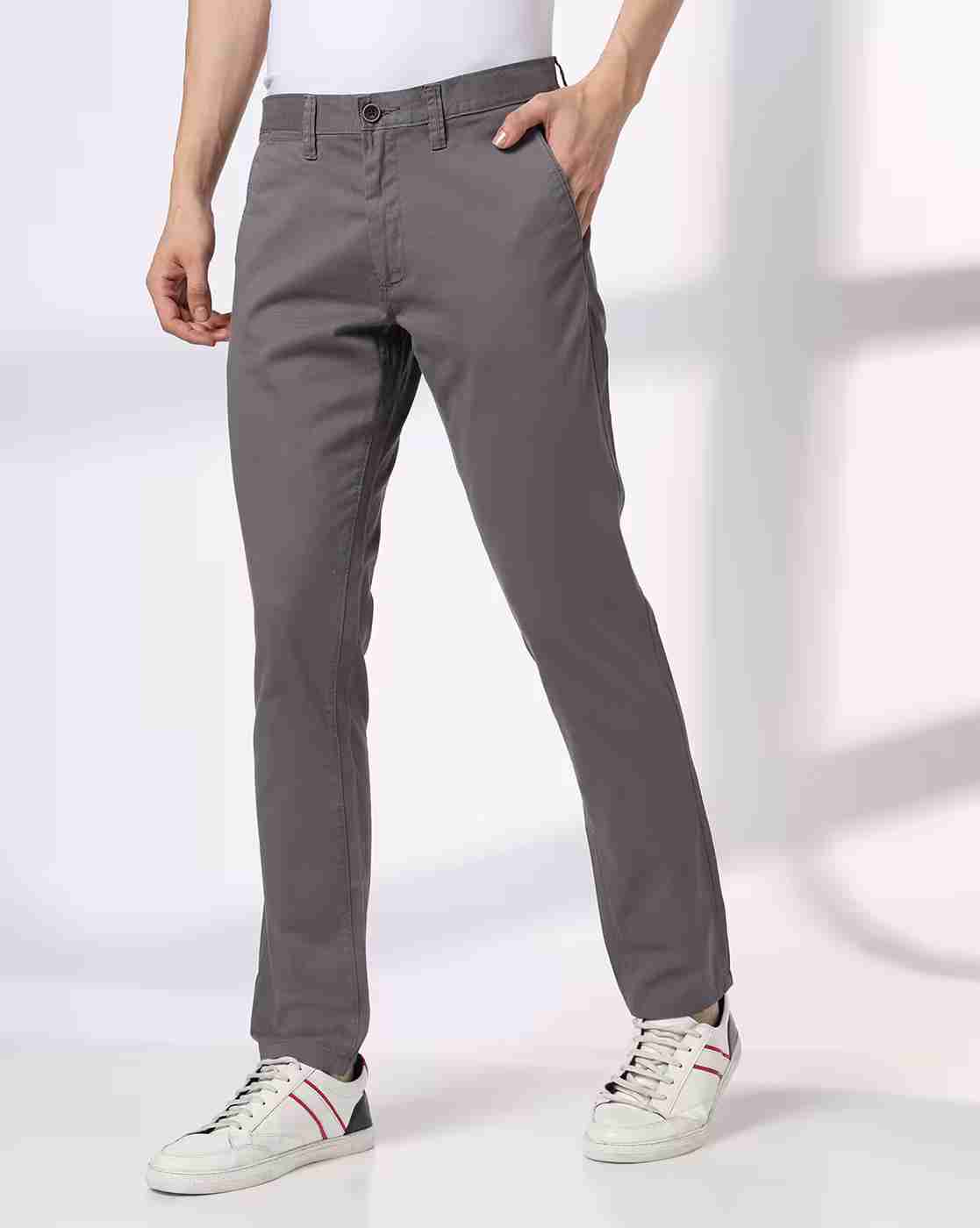 Men Tapered Fit Flat-Front Trousers