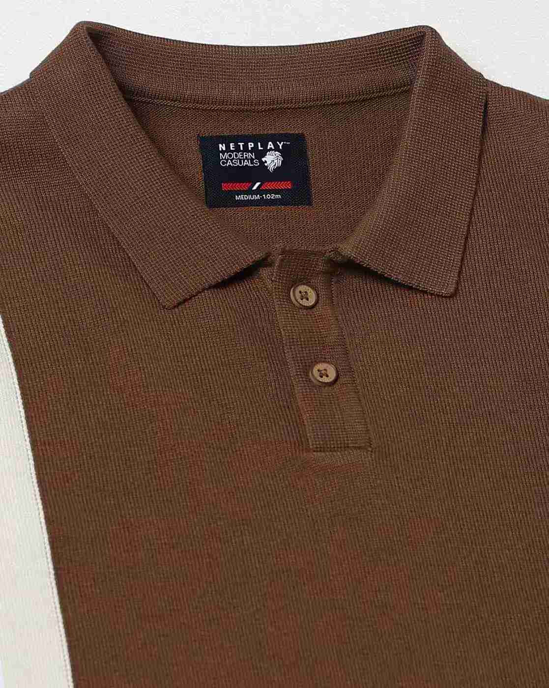 NETPLAY | Men Vertical Striped Slim Fit Polo T-Shirt|4