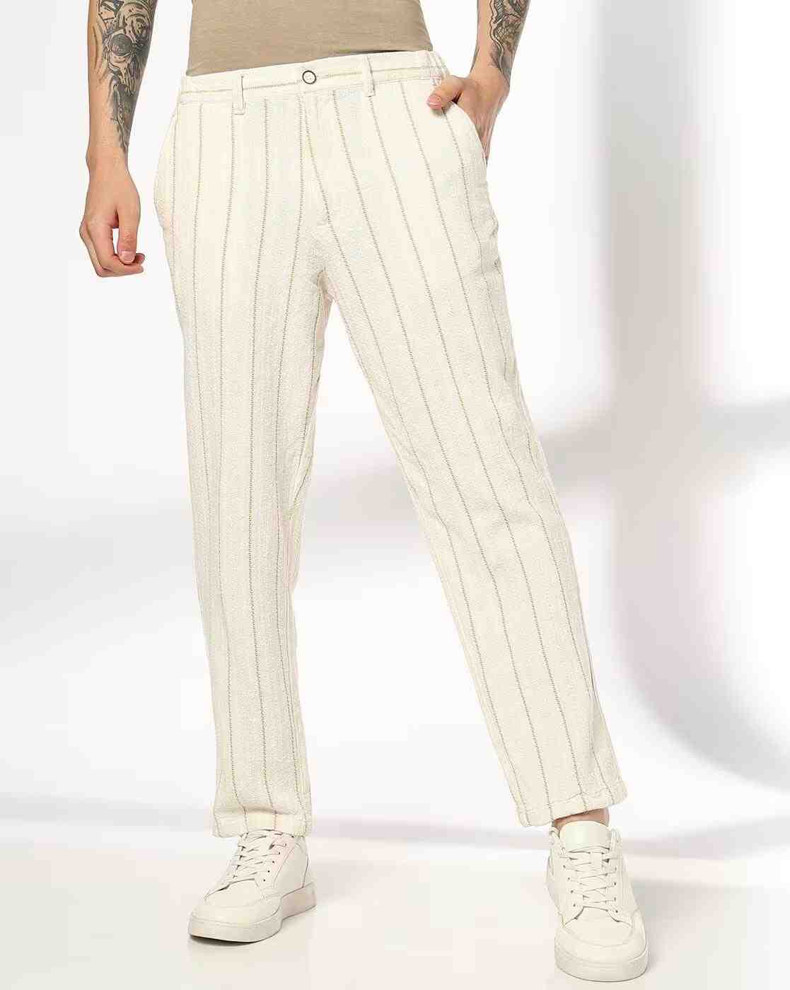 Men Striped Regular Fit Chinos