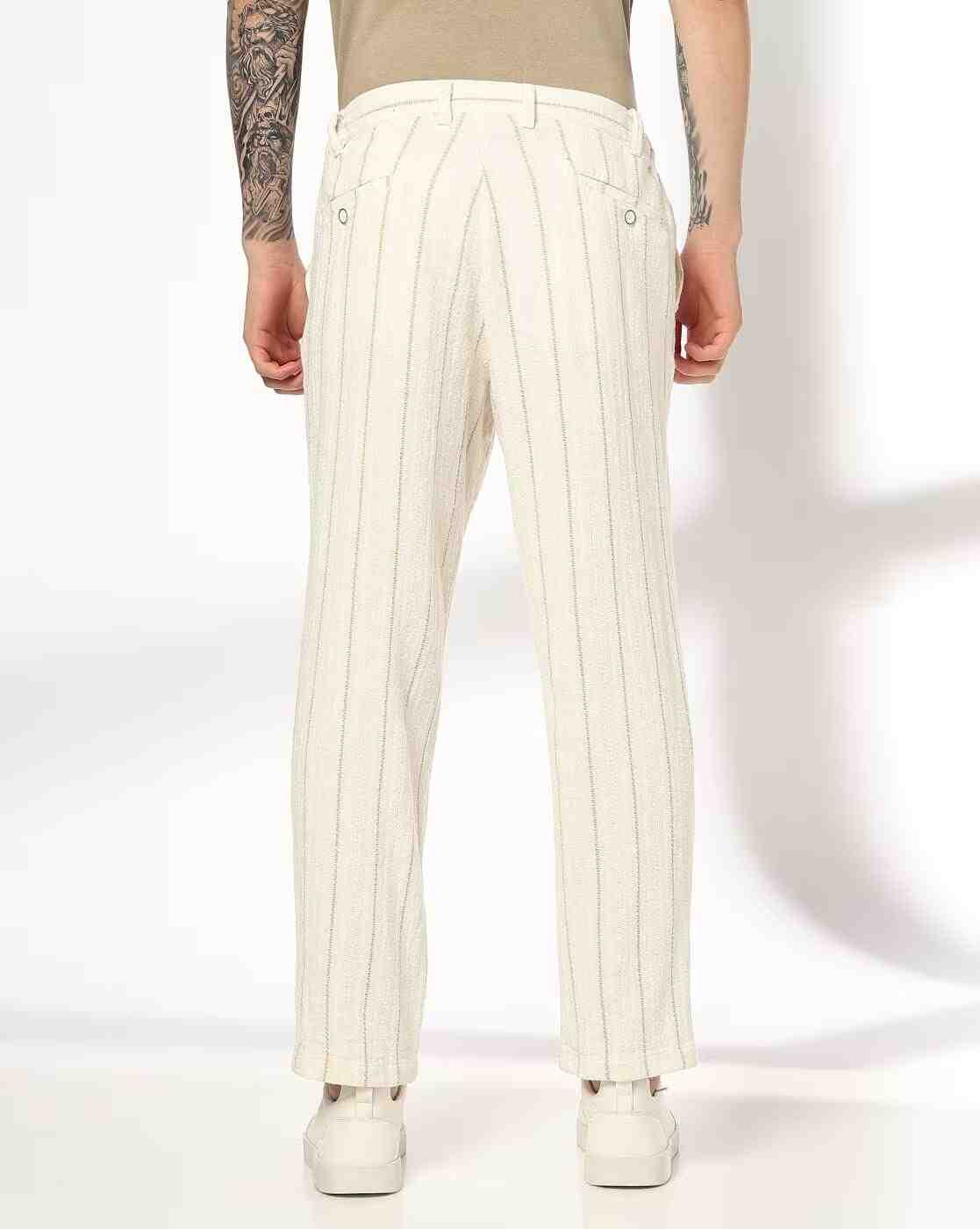 NETPLAY | Men Striped Regular Fit Chinos|2