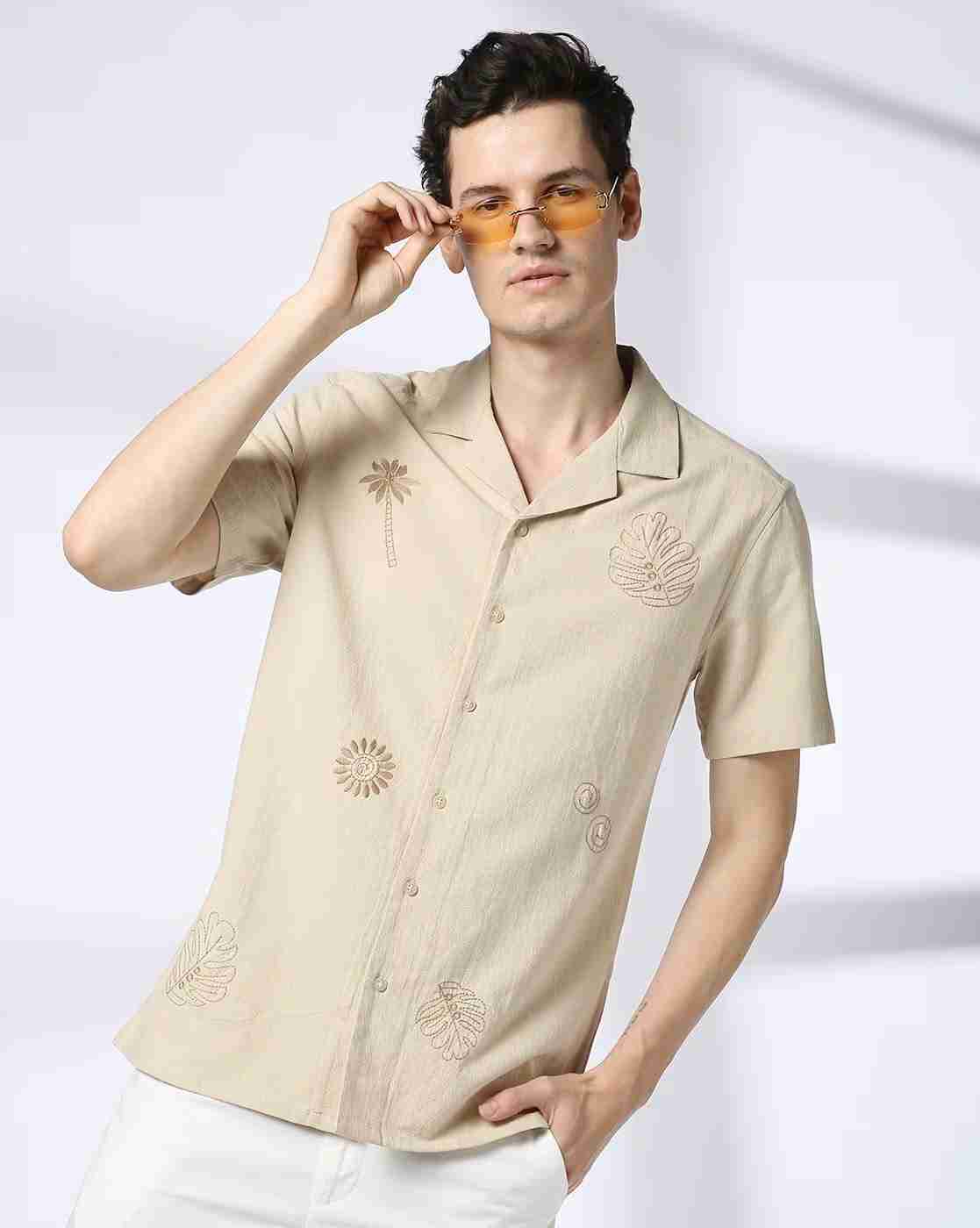 NETPLAY | Men Leaf Print Regular Fit Shirt with Resort Collar|0