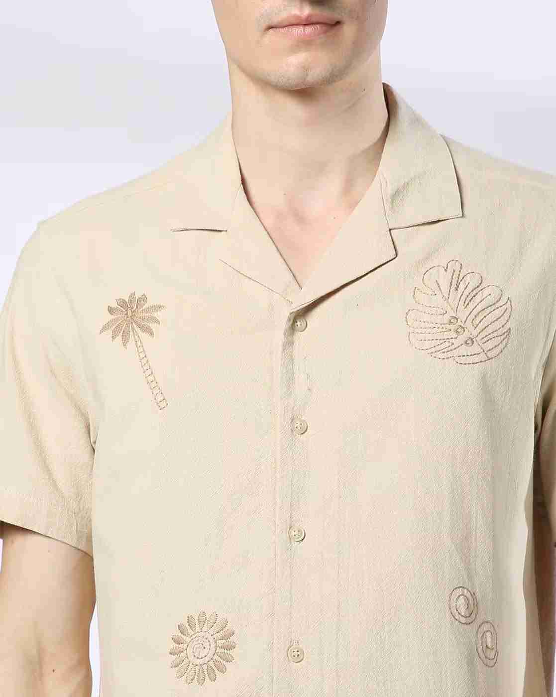 NETPLAY | Men Leaf Print Regular Fit Shirt with Resort Collar|3