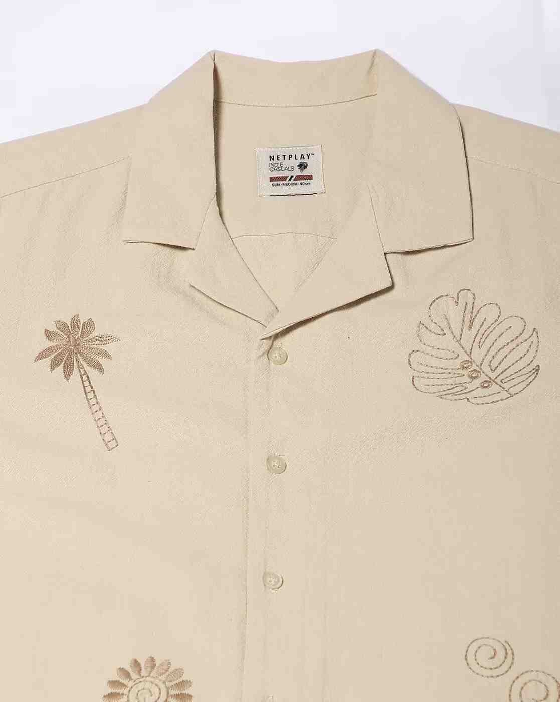 NETPLAY | Men Leaf Print Regular Fit Shirt with Resort Collar|4