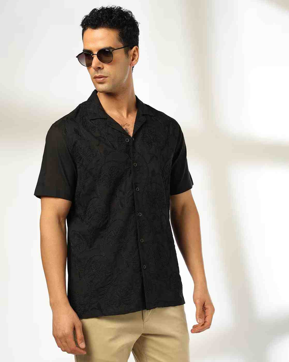 Men Embroidered Regular Fit Shirt